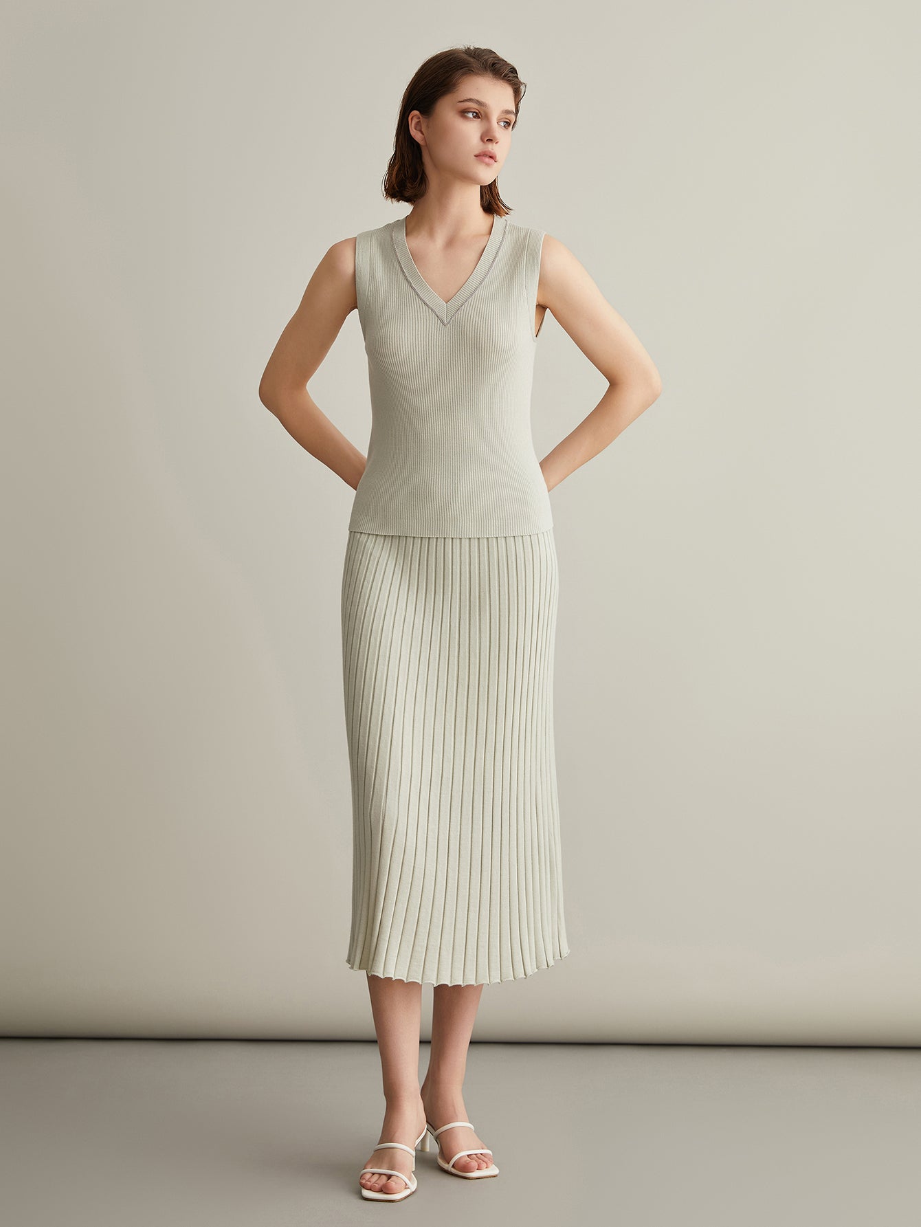 Merino Yünü İpek Balık Sırtı Etek