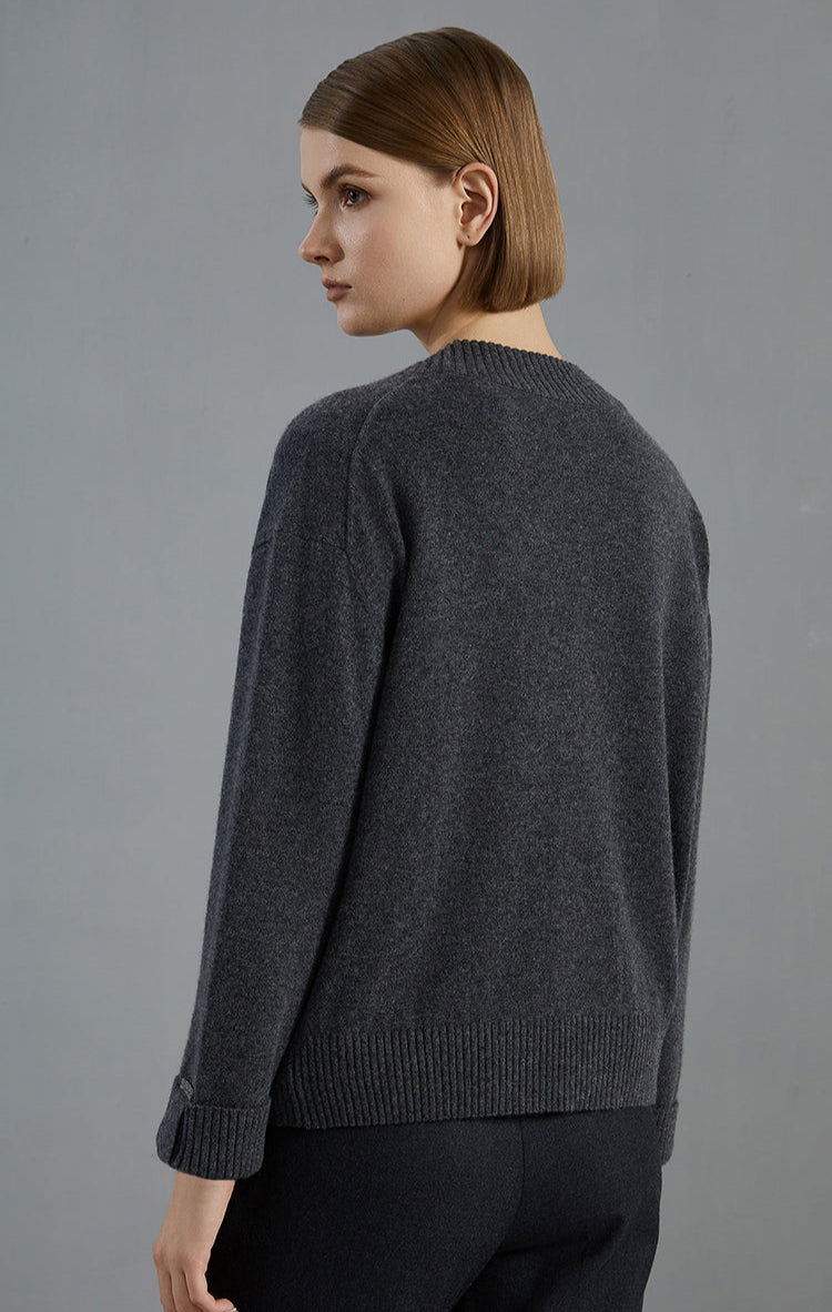 Saf Kaşmir Düğmeli  Hırka