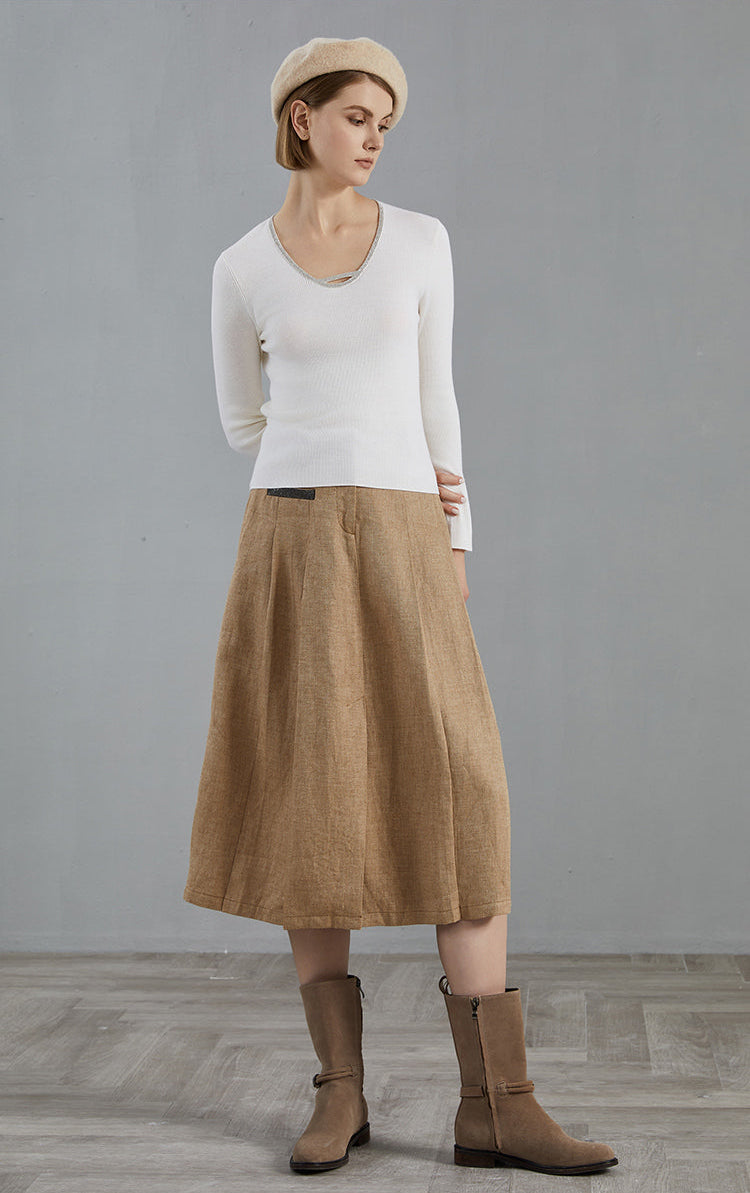 Merino Yünü V Yaka Örme Kazak