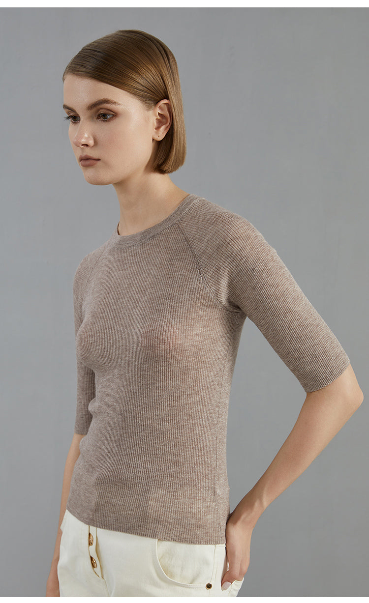 Merino Yünü Çizgili Fit Kesim Kazak