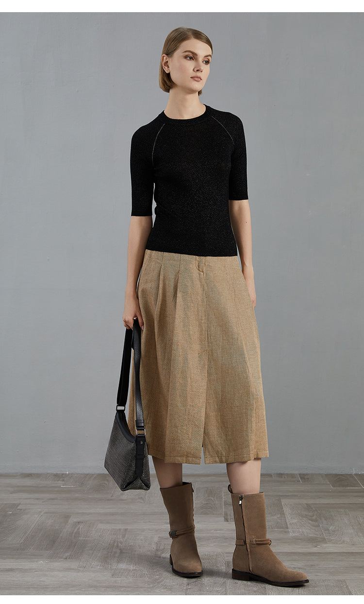 Merino Yünü Çizgili Fit Kesim Kazak