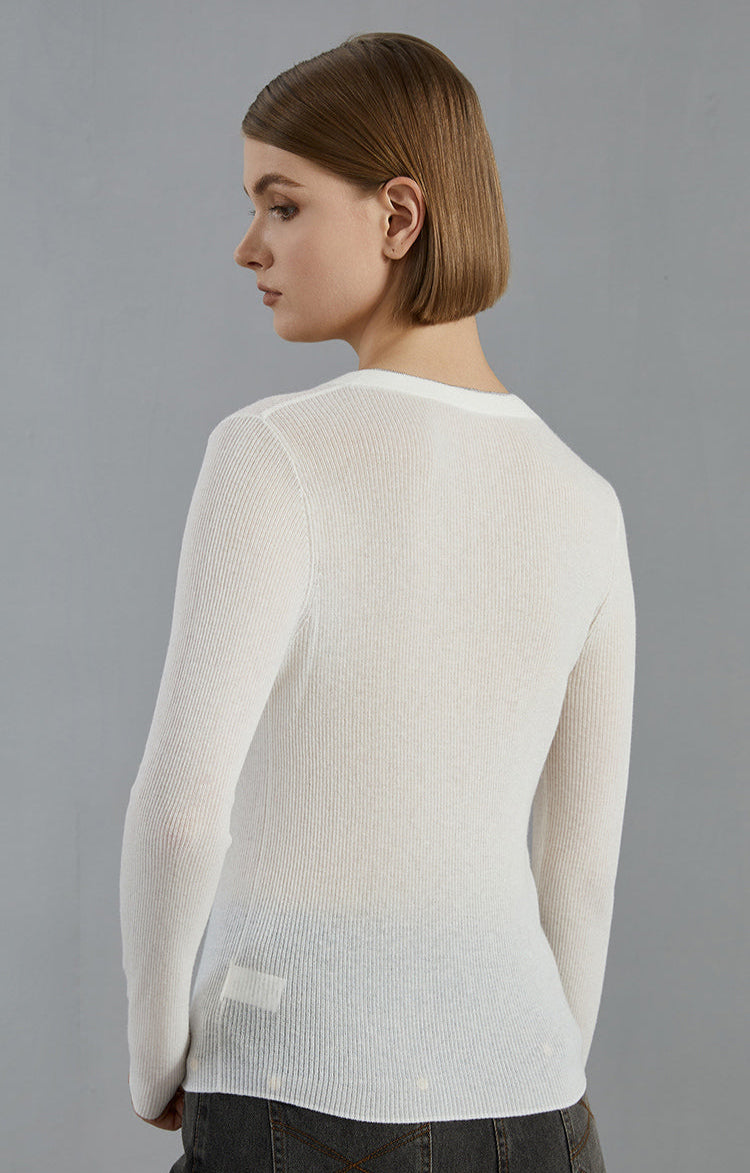 Merino Yünü İnce Dokulu Henley Kazak