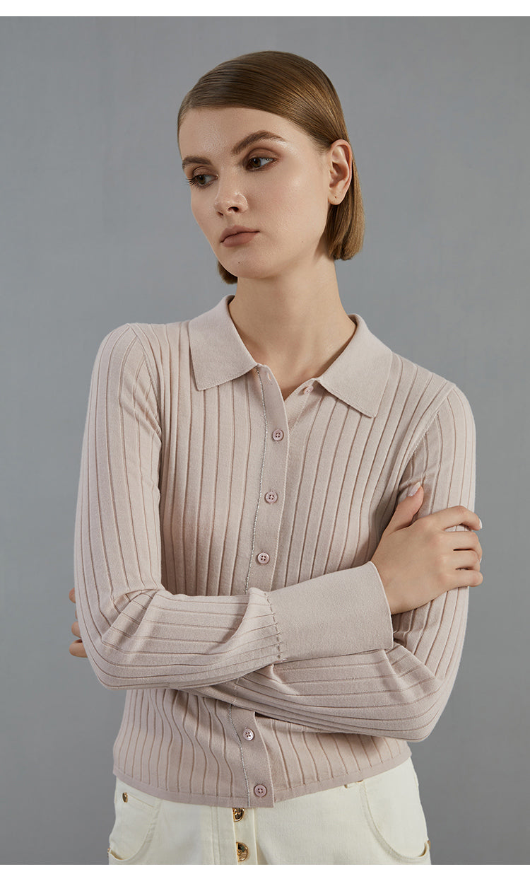 Merino Yünü Örgü Düğmelil Hırka