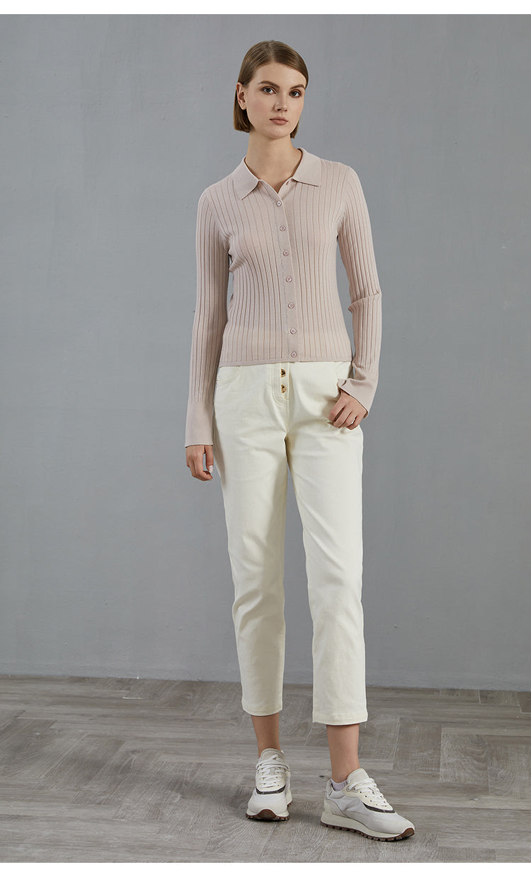 Merino Yünü Örgü Düğmelil Hırka