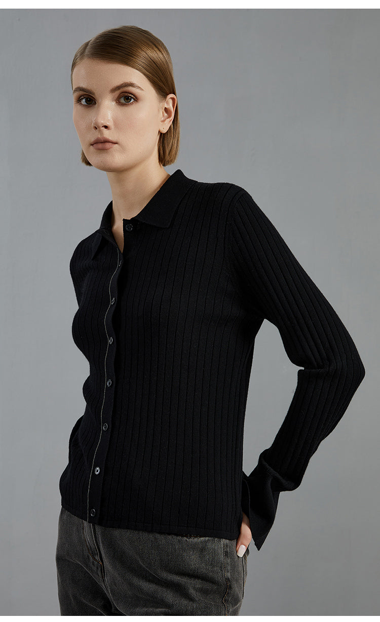 Merino Yünü Örgü Düğmelil Hırka