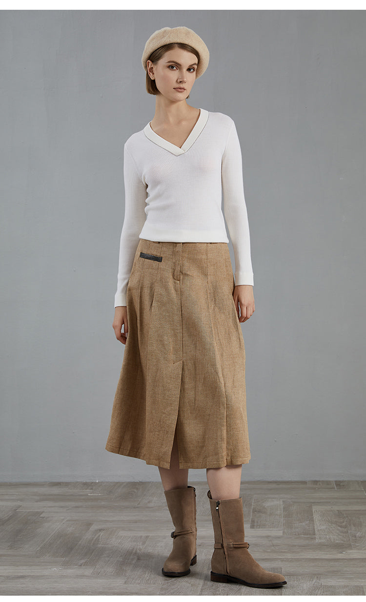 Merino Yünü V Yaka Triko Kazak