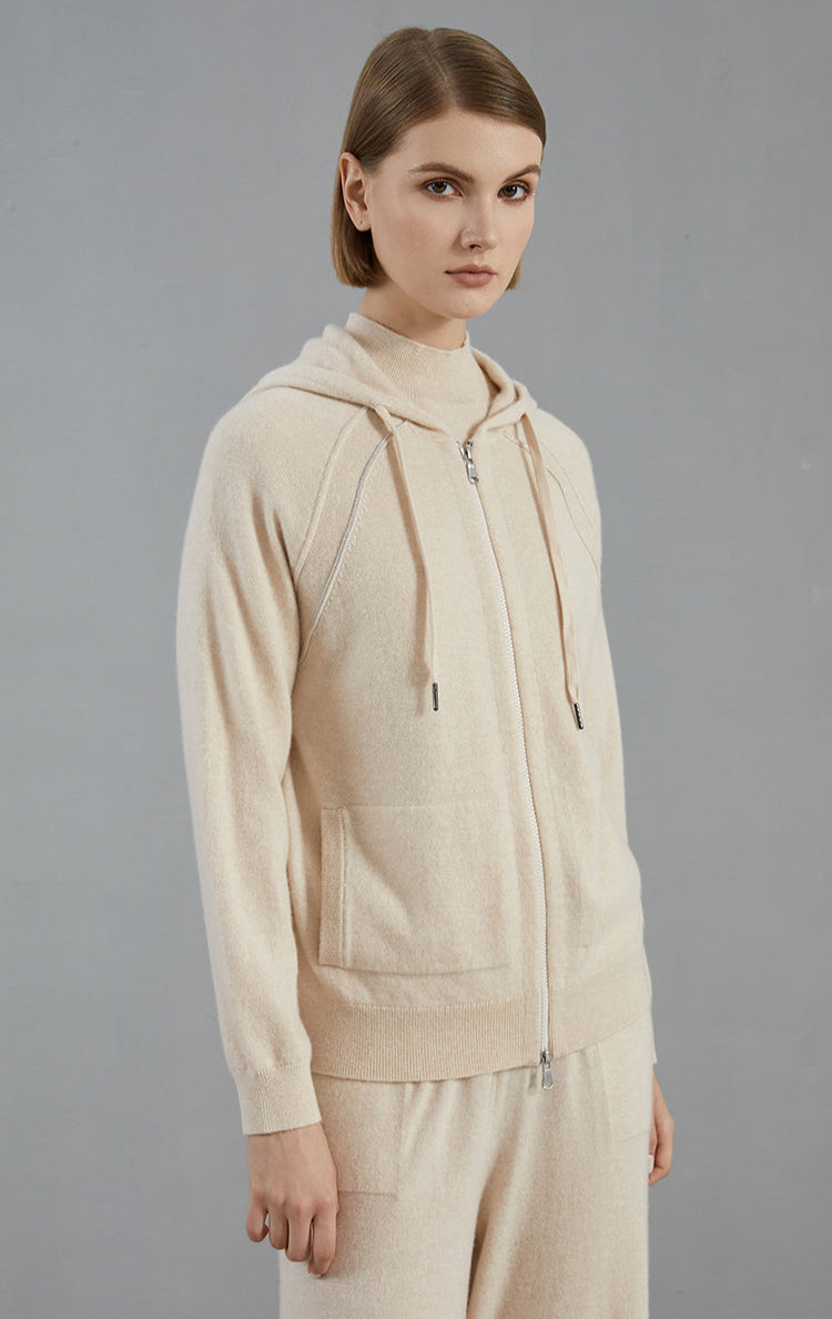 Saf Kaşmir Fermuarlı Hırka