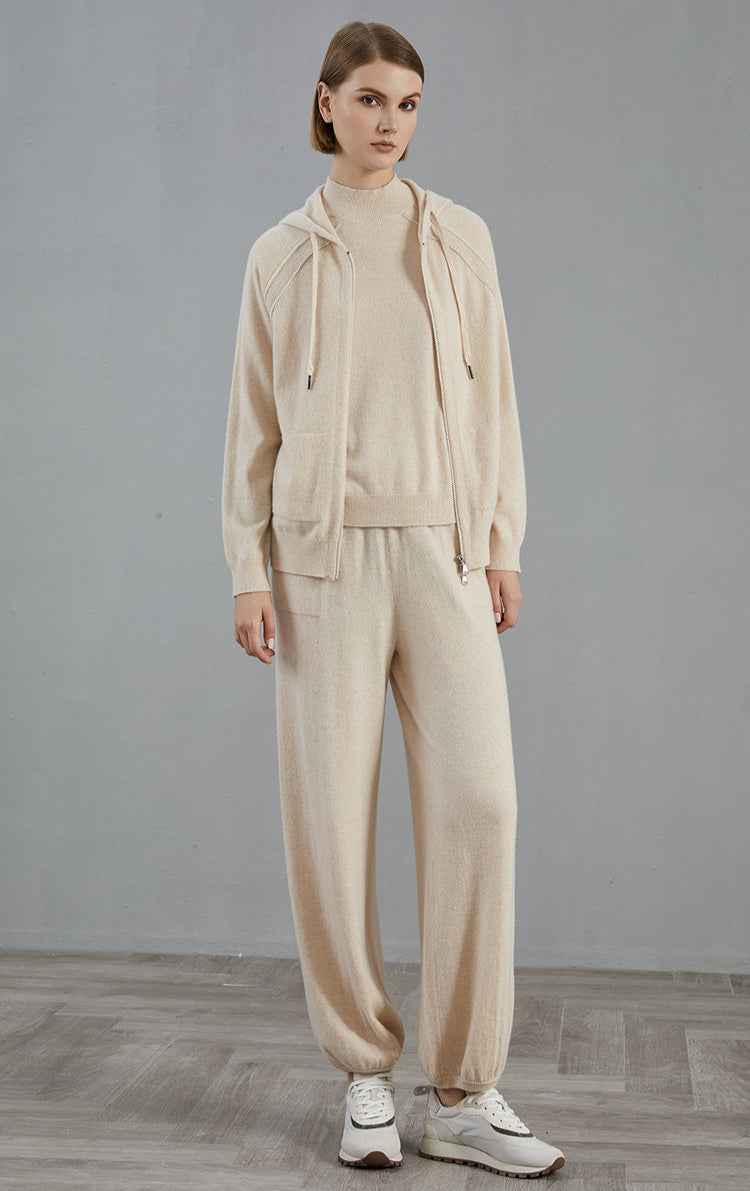 Saf Kaşmir Fermuarlı Hırka