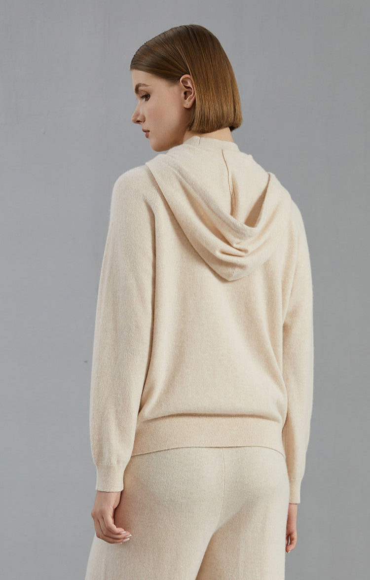 Saf Kaşmir Fermuarlı Hırka