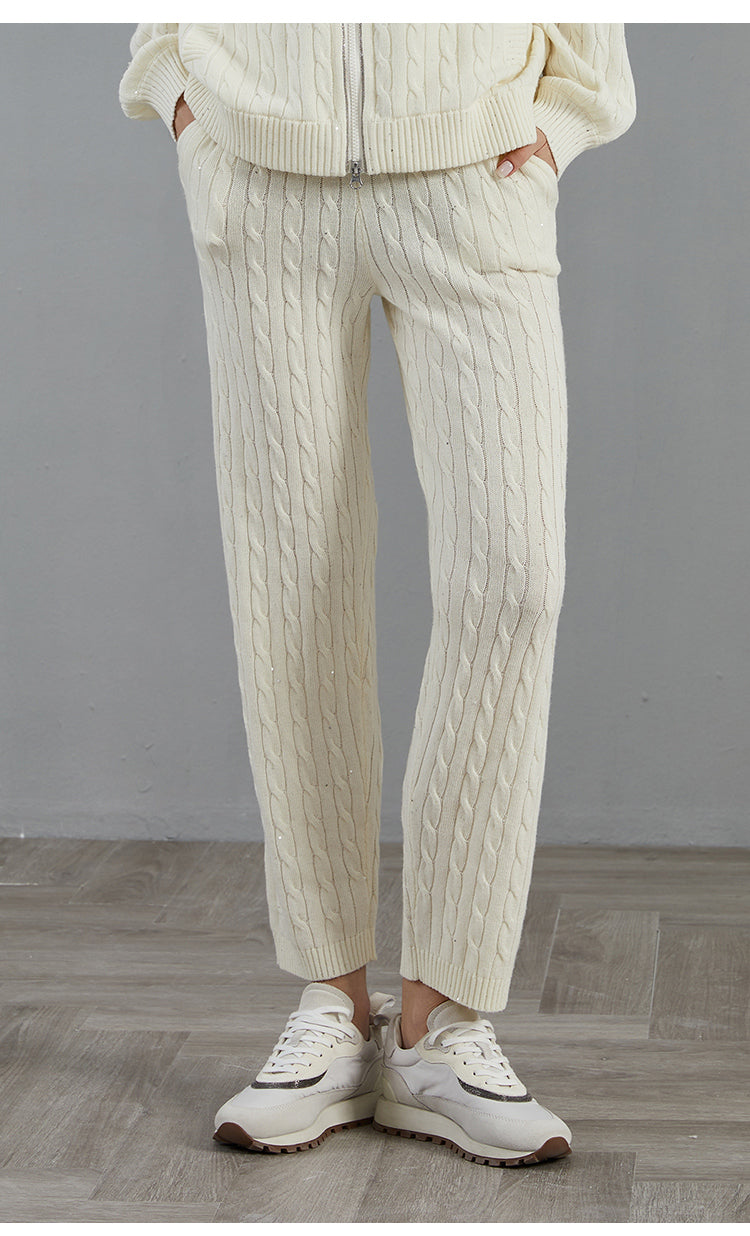 Merino Yünü Örgü Bol Paça Pantolon