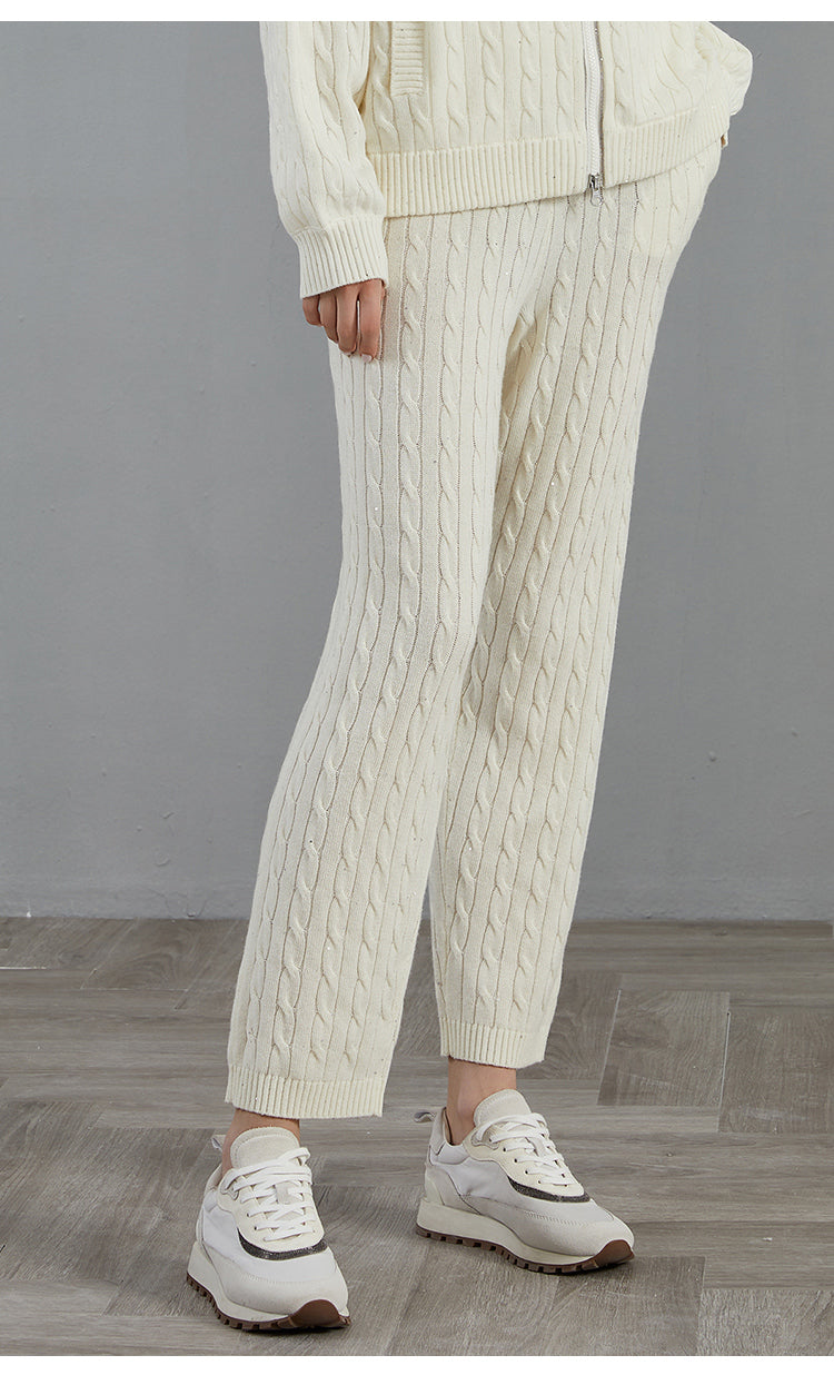 Merino Yünü Örgü Bol Paça Pantolon