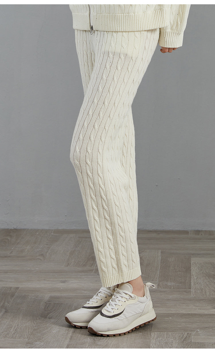 Merino Yünü Örgü Bol Paça Pantolon