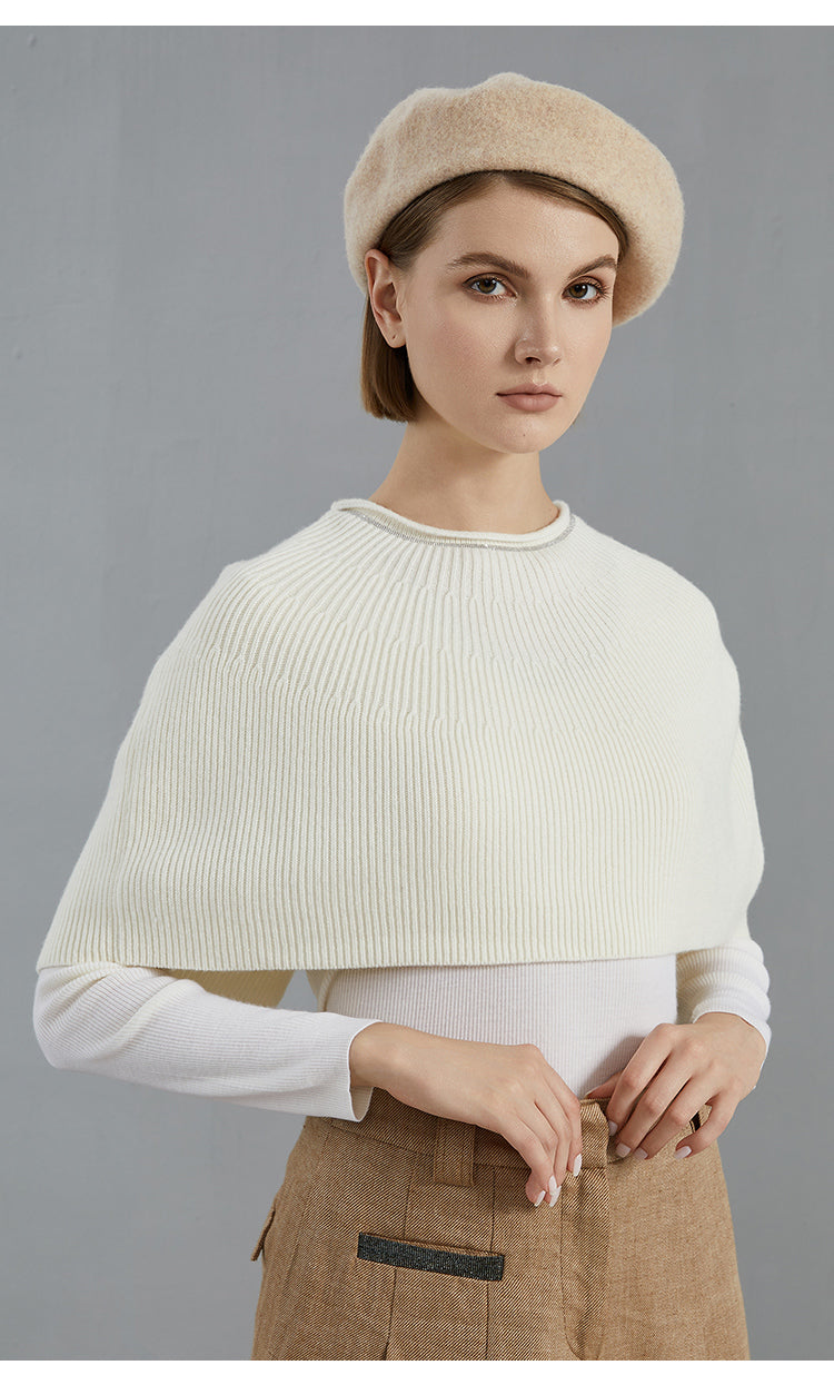 Merino Yünü Ribanalı Örme Yelek Şal