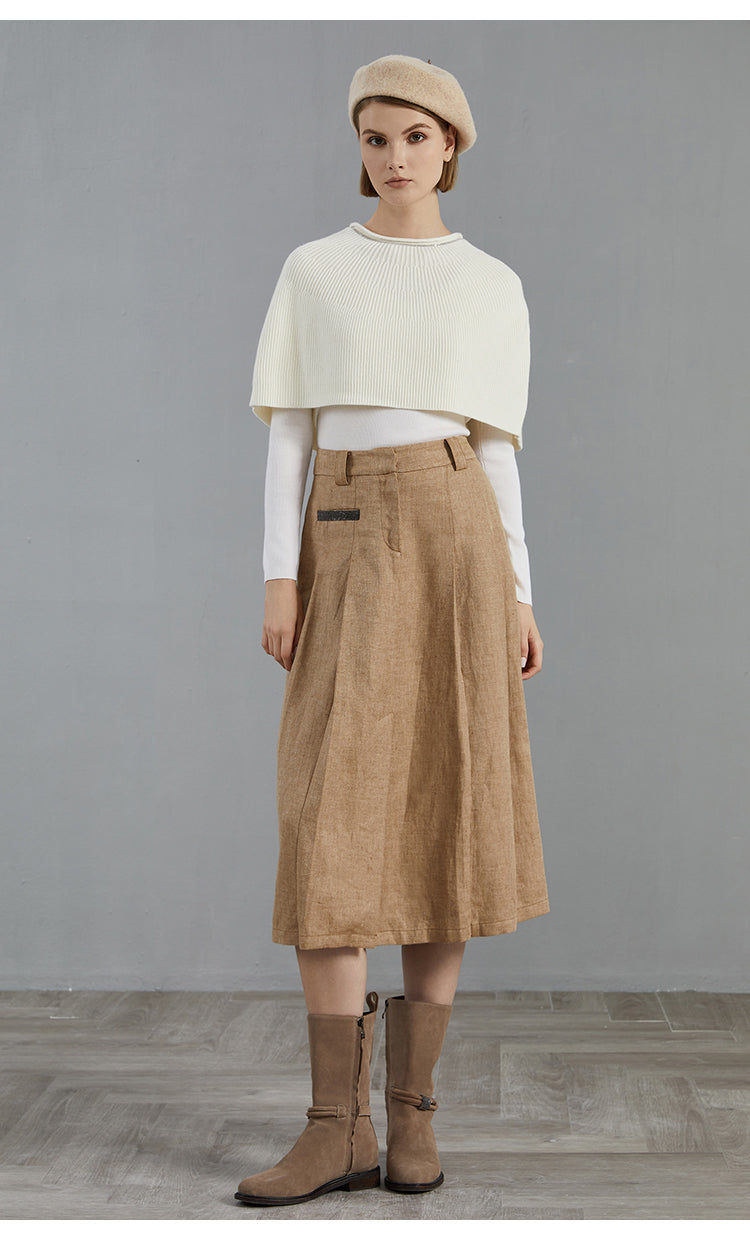 Merino Yünü Ribanalı Örme Yelek Şal