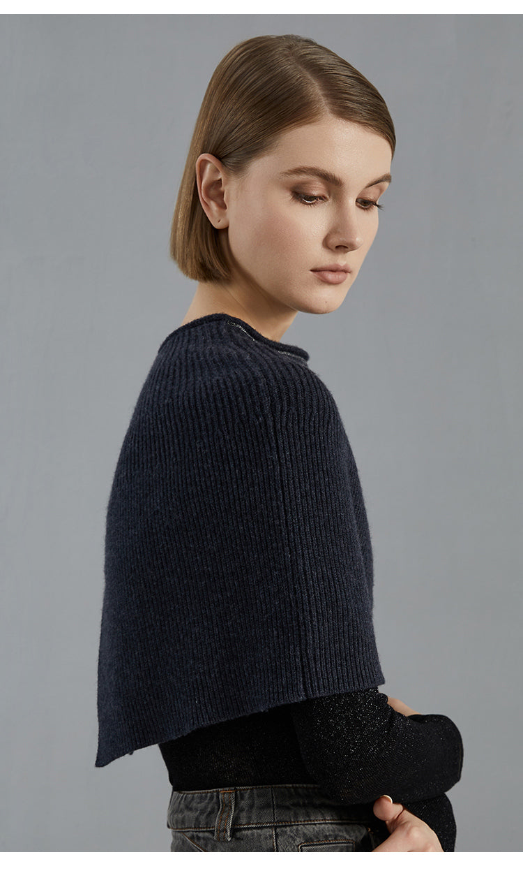 Merino Yünü Ribanalı Örme Yelek Şal