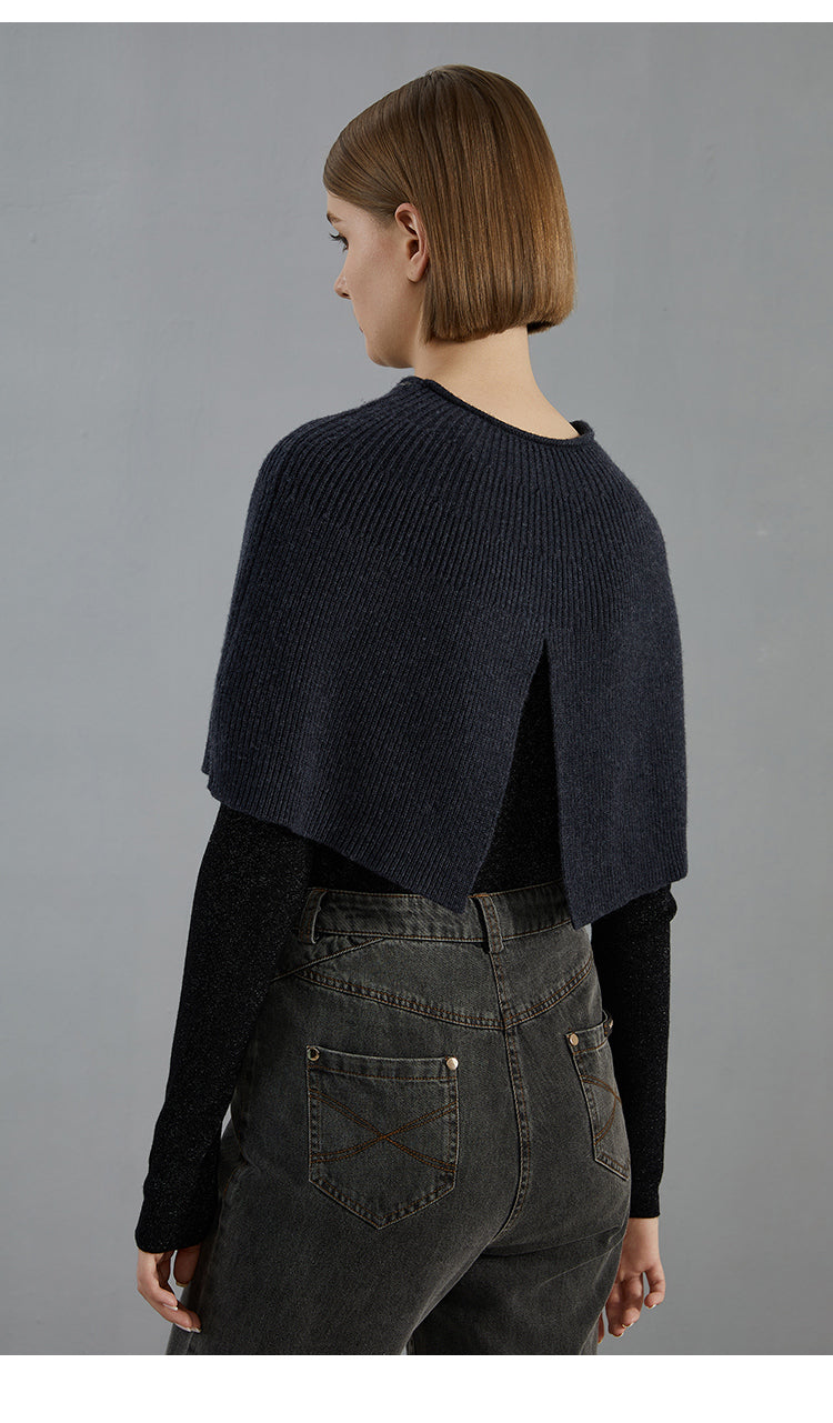 Merino Yünü Ribanalı Örme Yelek Şal