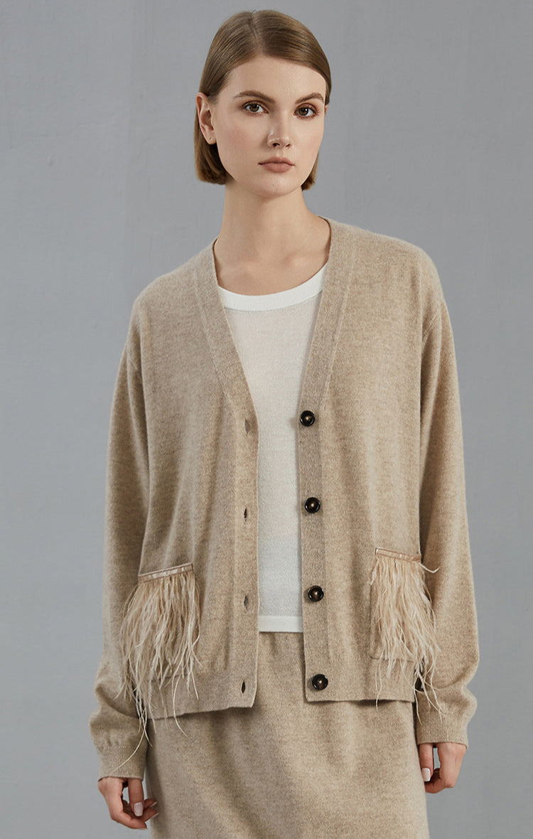 Saf Kaşmir V Yaka Hırka