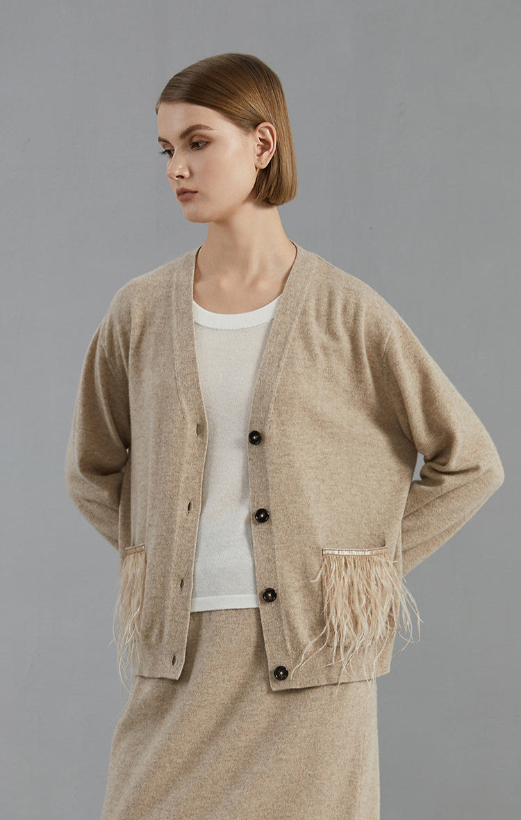 Saf Kaşmir V Yaka Hırka