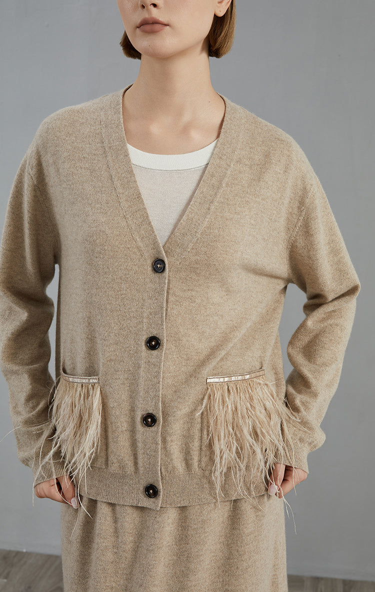 Saf Kaşmir V Yaka Hırka