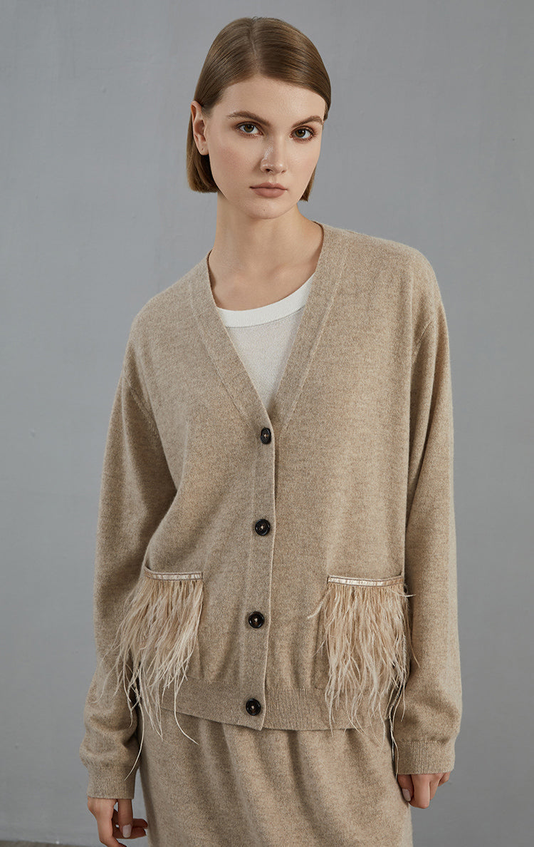 Saf Kaşmir V Yaka Hırka