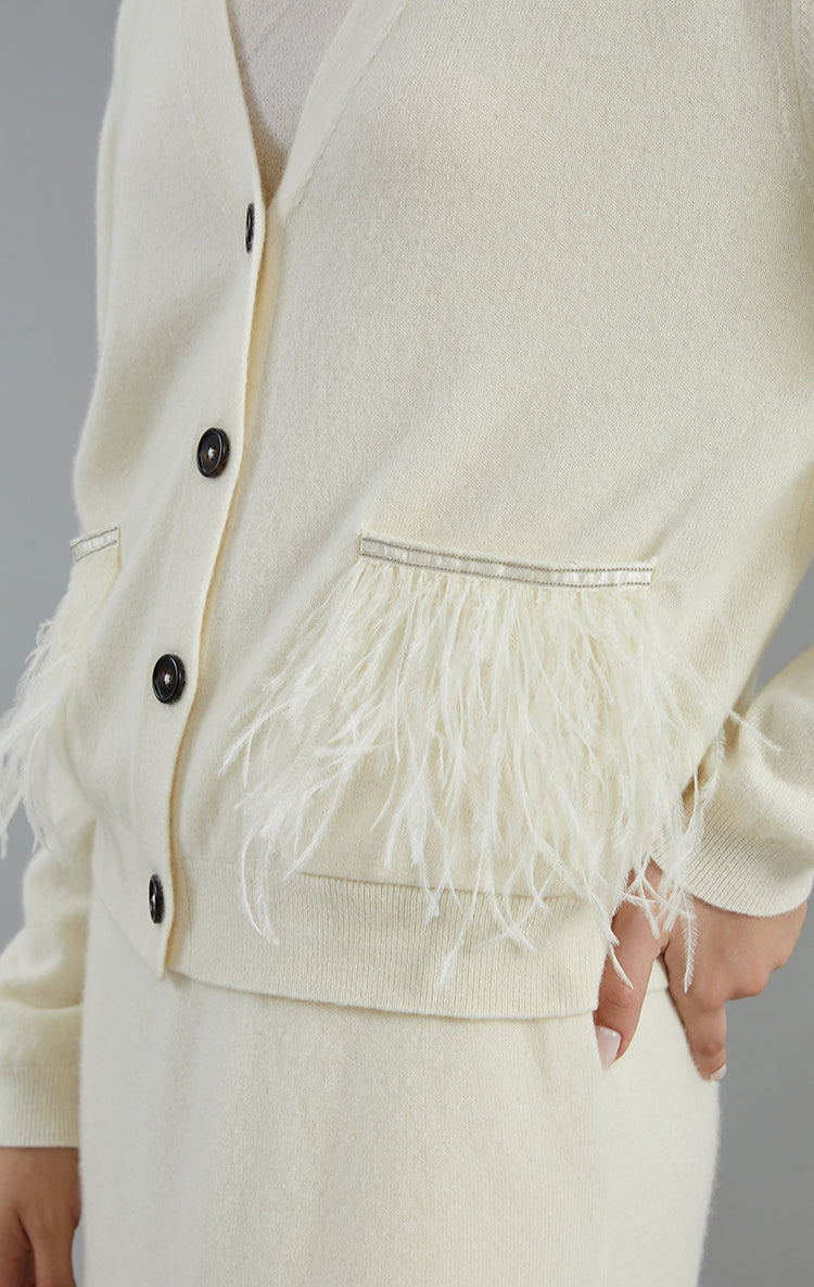 Saf Kaşmir V Yaka Hırka