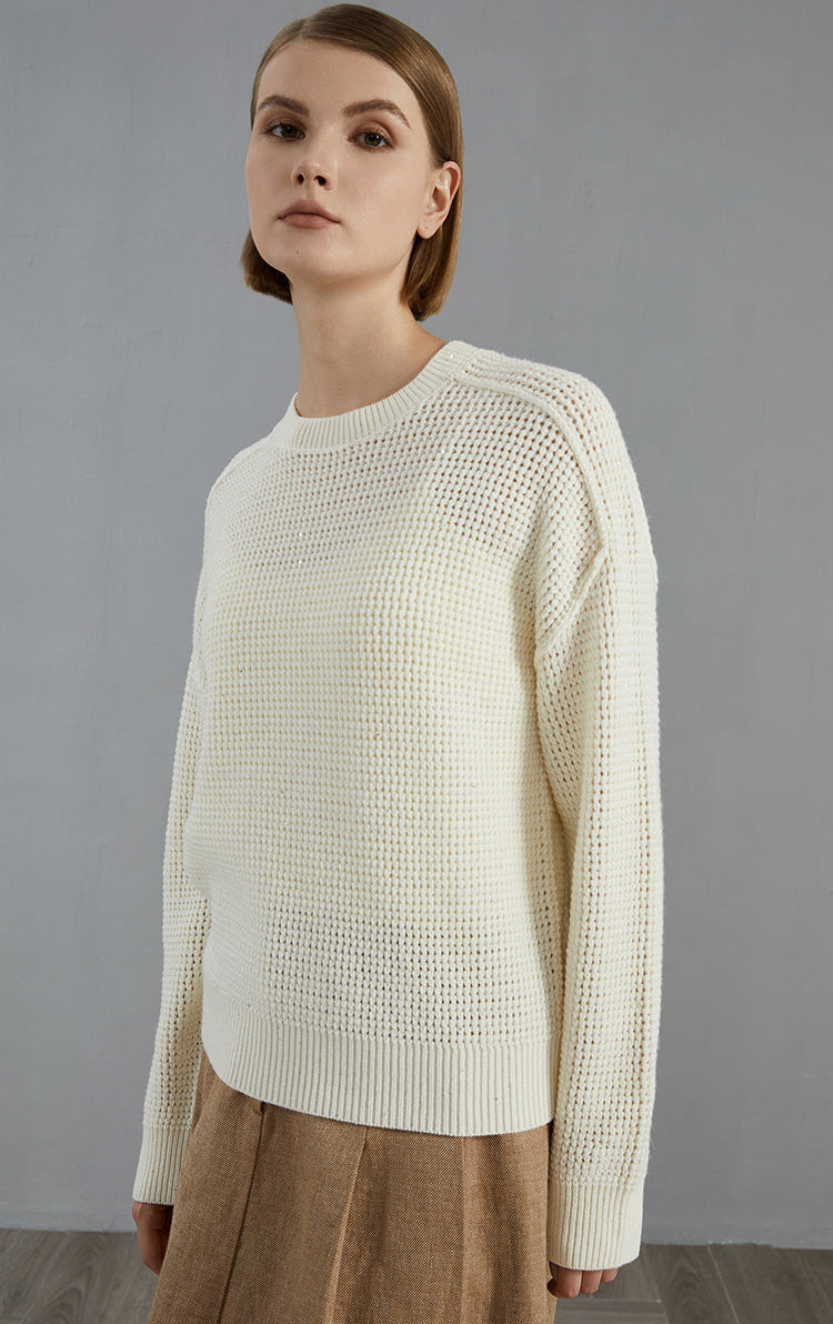 Merino Yünü Bisiklet Yaka Örgü Kazak