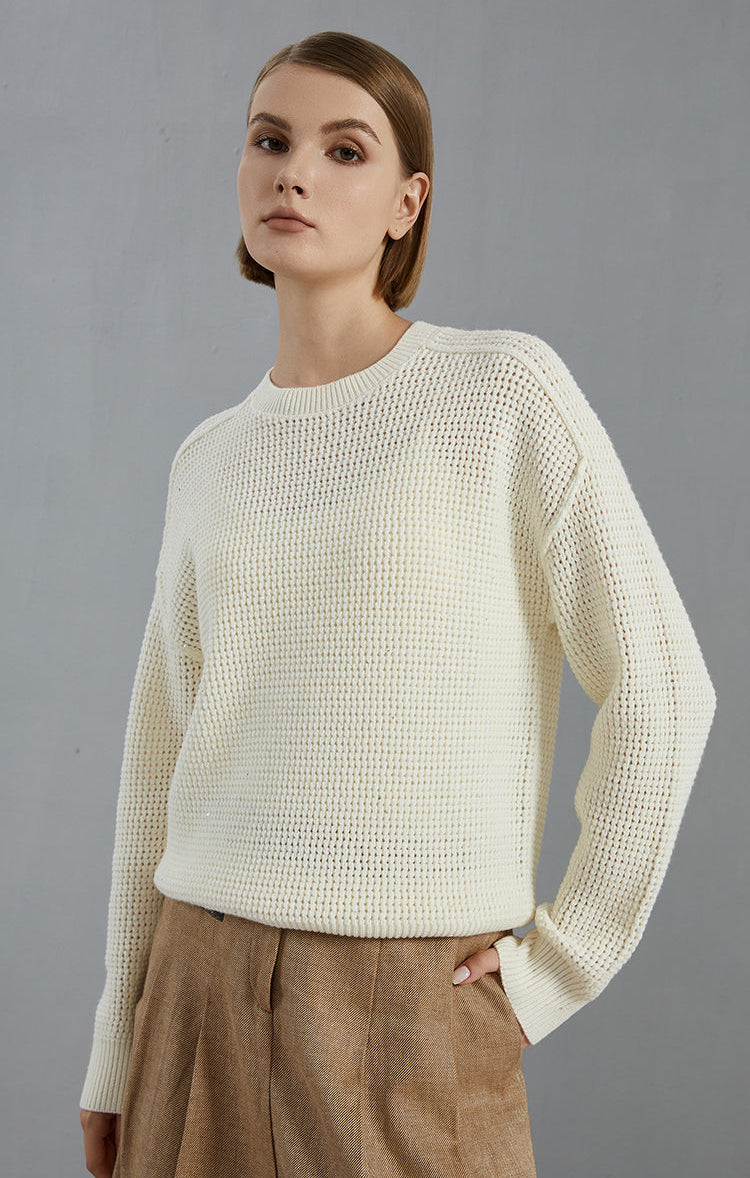 Merino Yünü Bisiklet Yaka Örgü Kazak