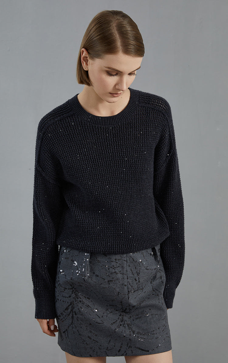 Merino Yünü Bisiklet Yaka Örgü Kazak