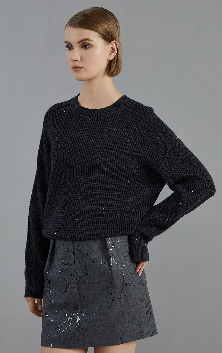 Merino Yünü Bisiklet Yaka Örgü Kazak