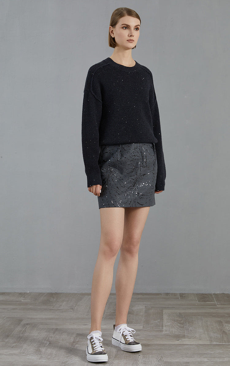 Merino Yünü Bisiklet Yaka Örgü Kazak