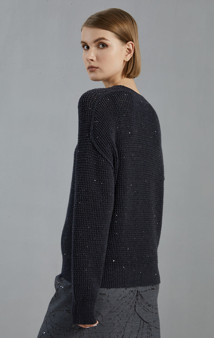 Merino Yünü Bisiklet Yaka Örgü Kazak