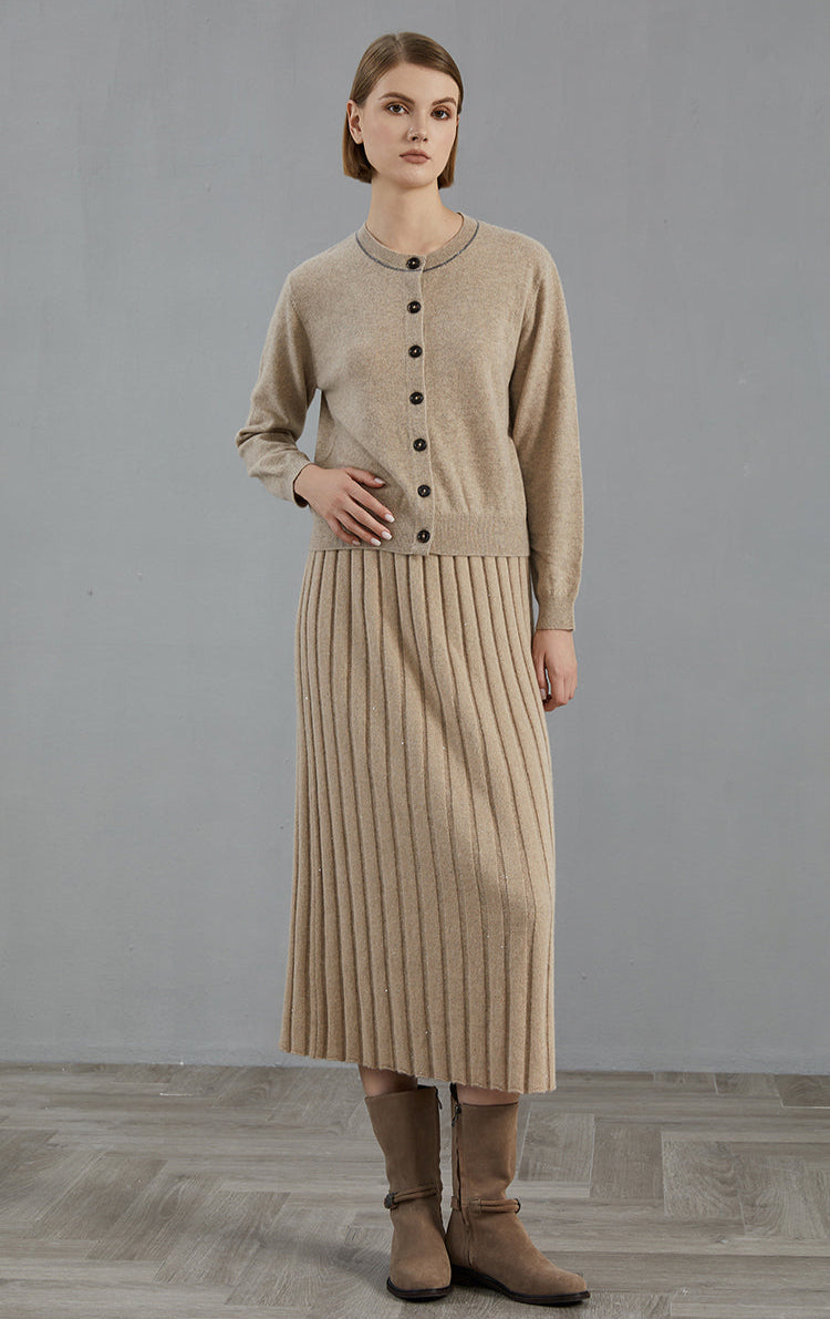 Saf Kaşmir İnce Dokulu Örgü Hırka