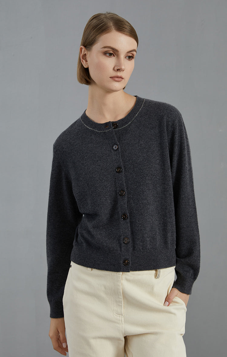 Saf Kaşmir İnce Dokulu Örgü Hırka