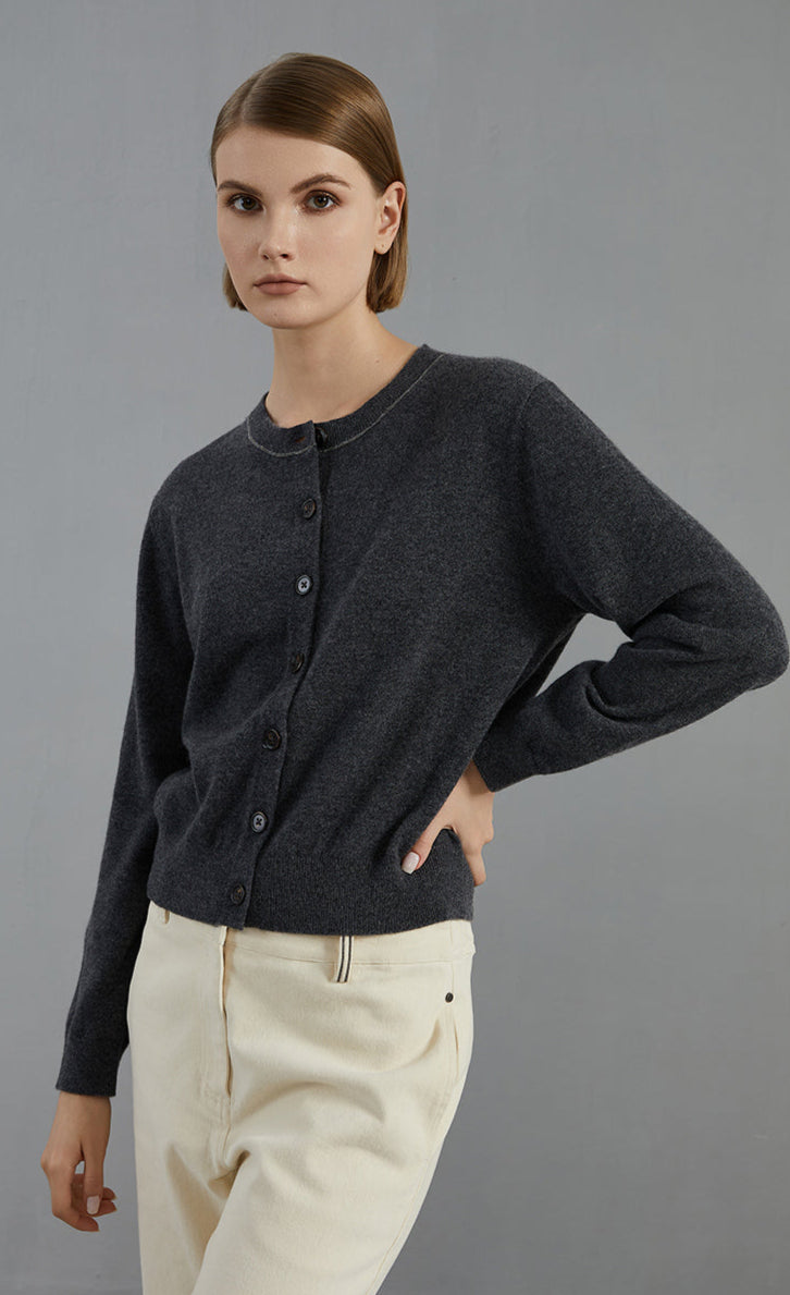 Saf Kaşmir İnce Dokulu Örgü Hırka