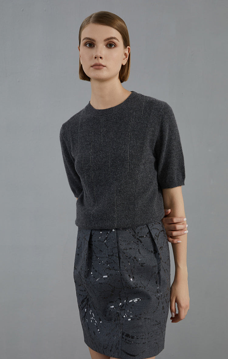 Saf Kaşmir Bisiklet Yaka Kazak