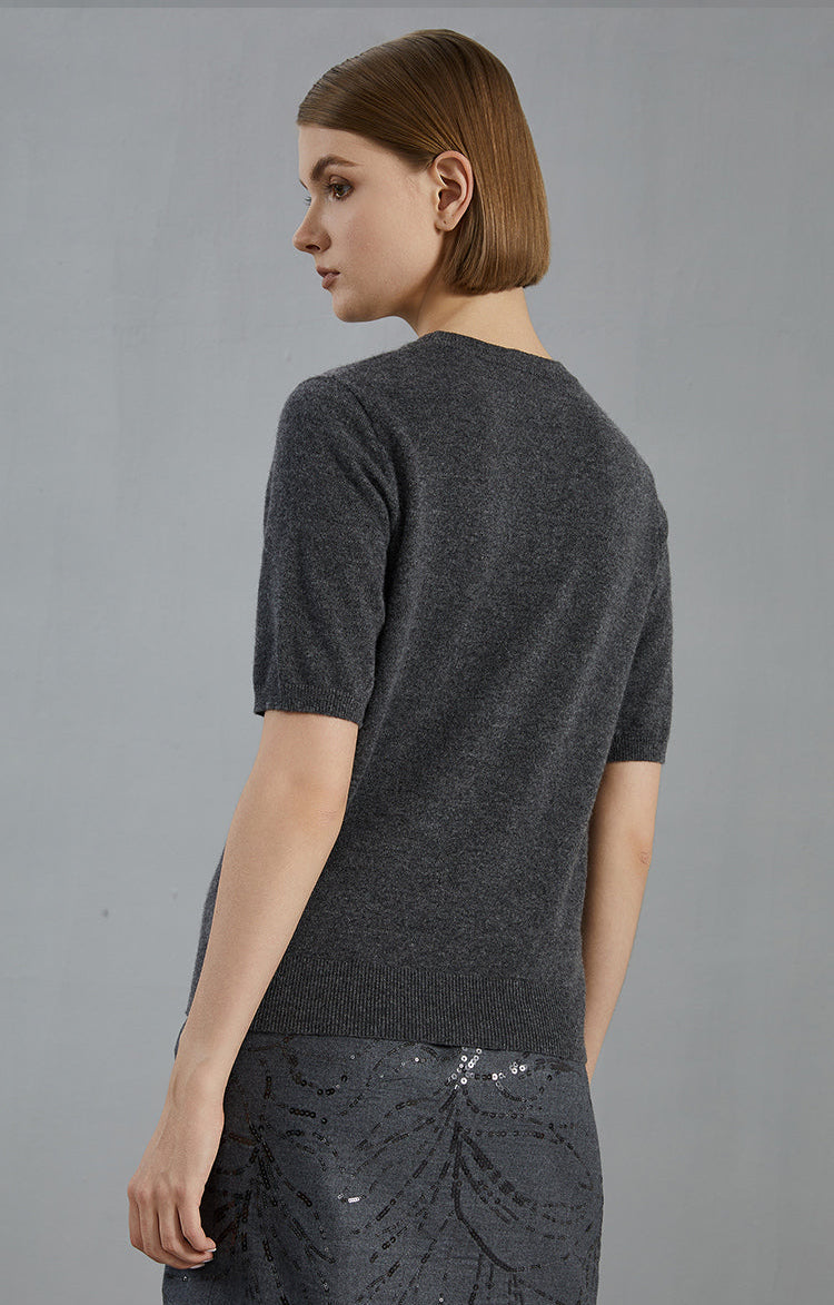 Saf Kaşmir Bisiklet Yaka Kazak