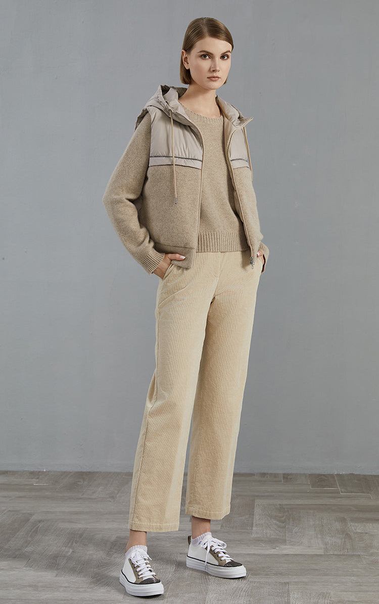 Yün & Kaz Tüyü Kapüşonlu Yelek