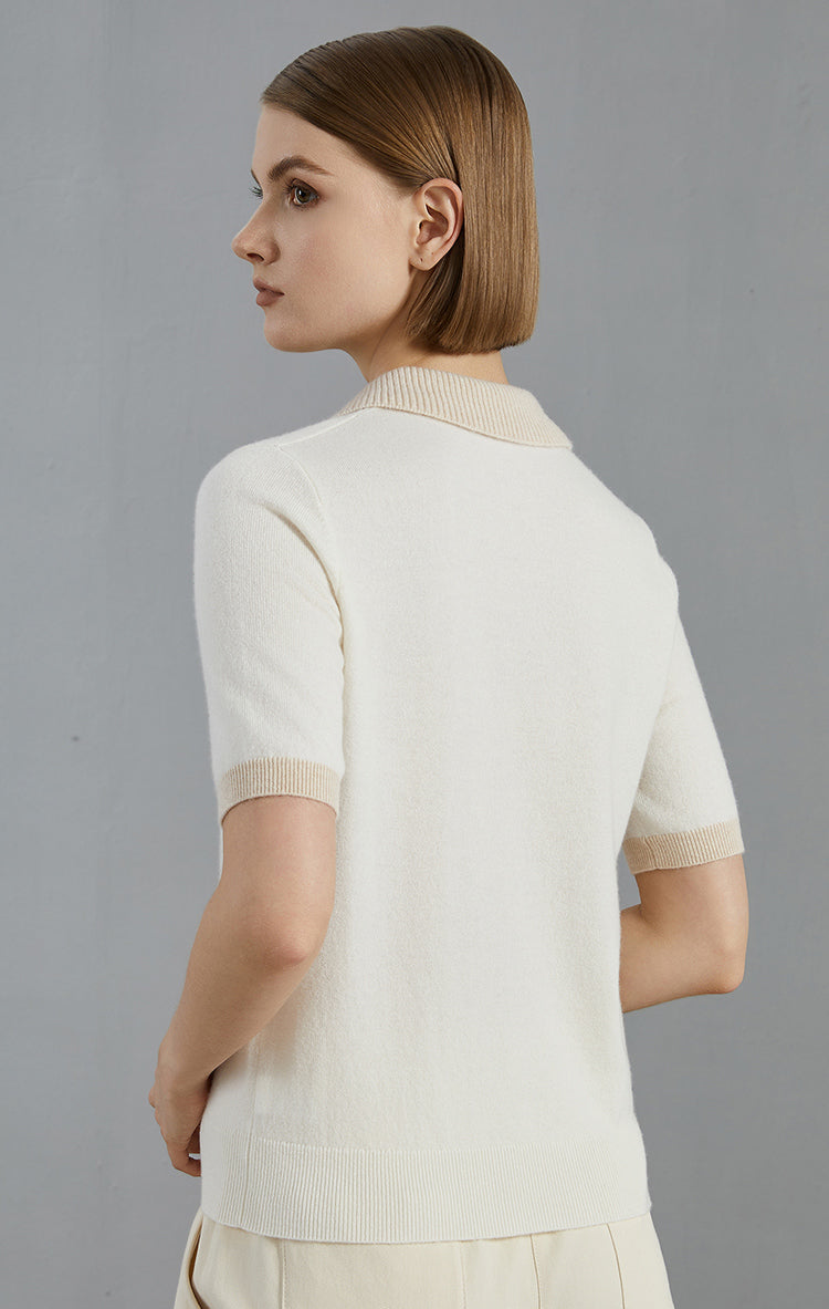 Saf Kaşmir Polo Kazak