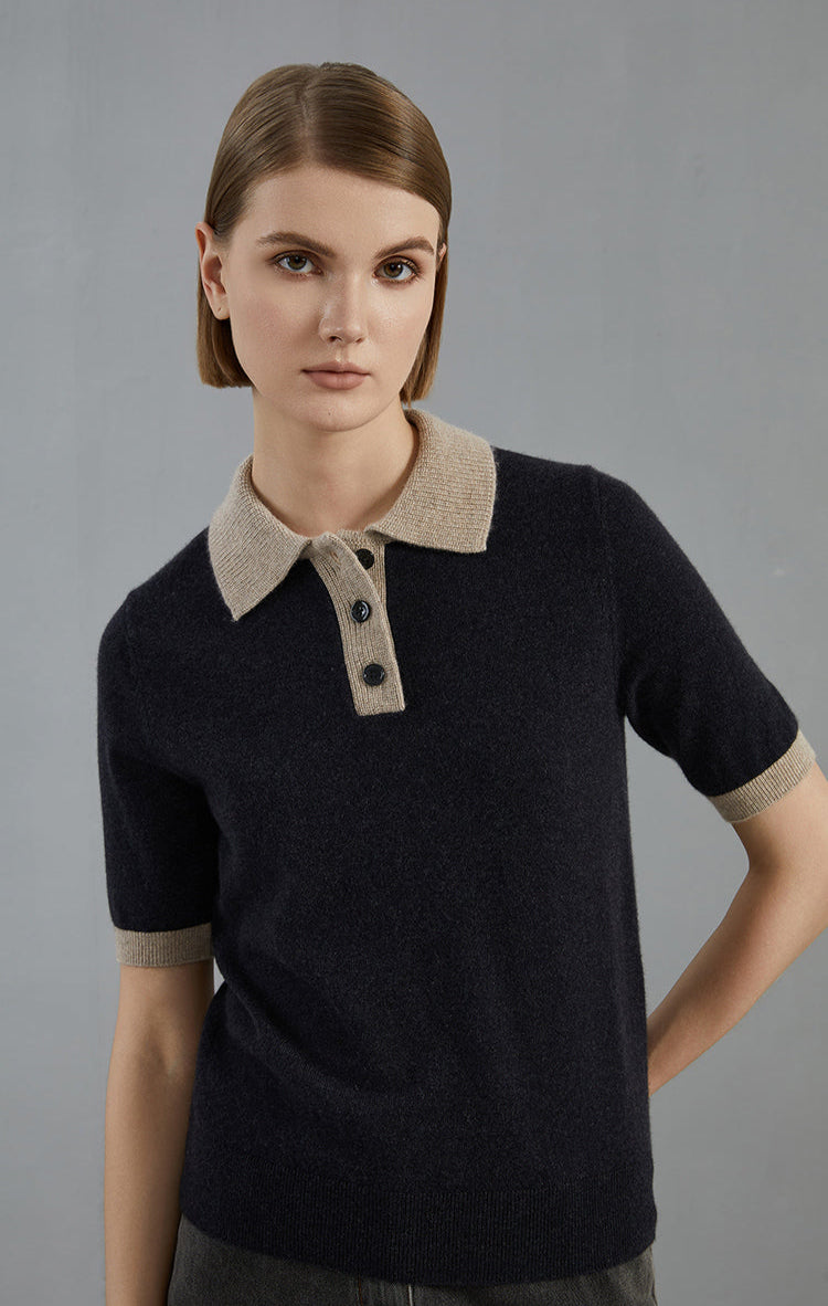 Saf Kaşmir Polo Kazak