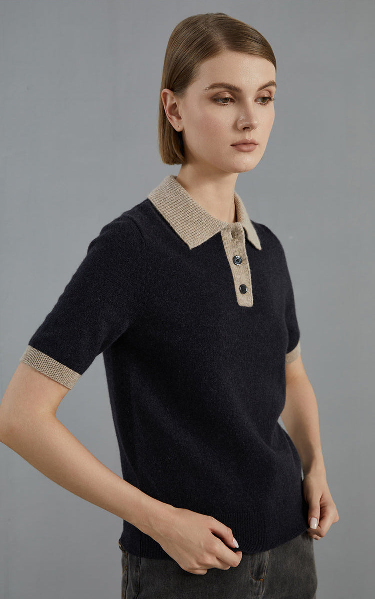 Saf Kaşmir Polo Kazak