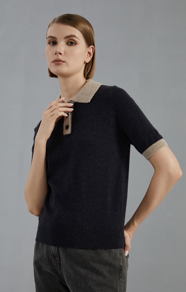 Saf Kaşmir Polo Kazak