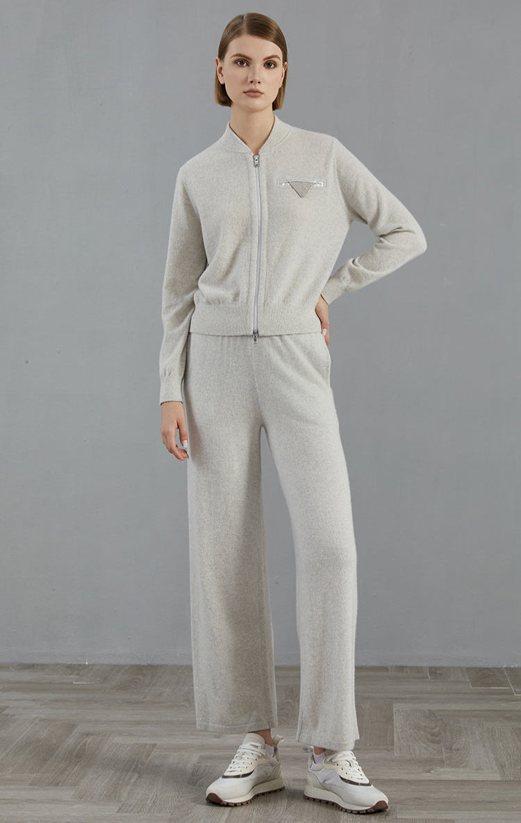 Saf Kaşmir Örgü Rahat Pantolon