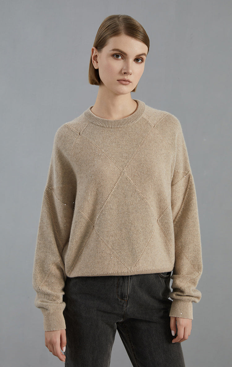 Saf Kaşmir Bisiklet Yaka Kazak