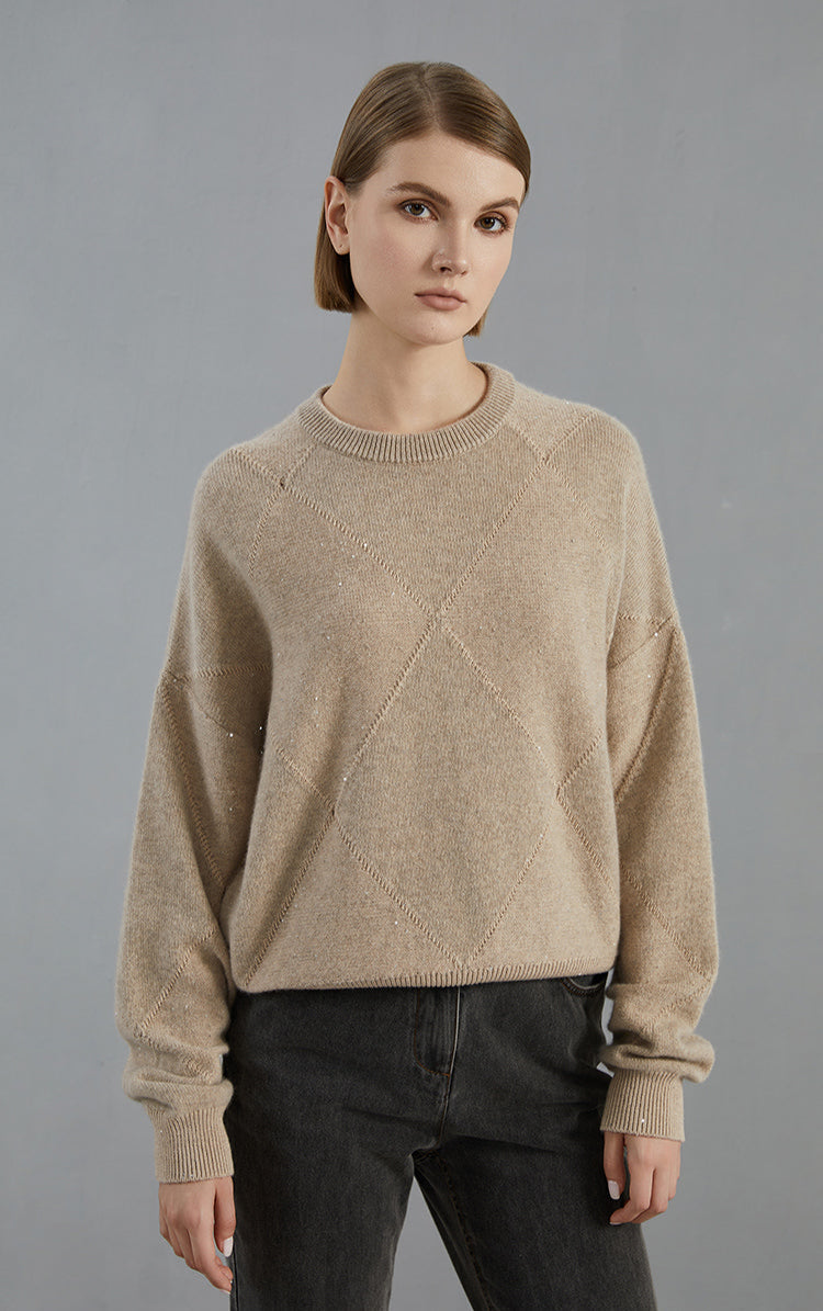 Saf Kaşmir Bisiklet Yaka Kazak