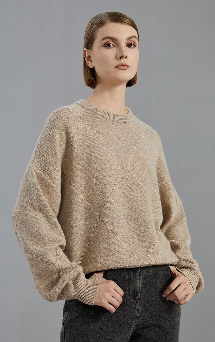 Saf Kaşmir Bisiklet Yaka Kazak