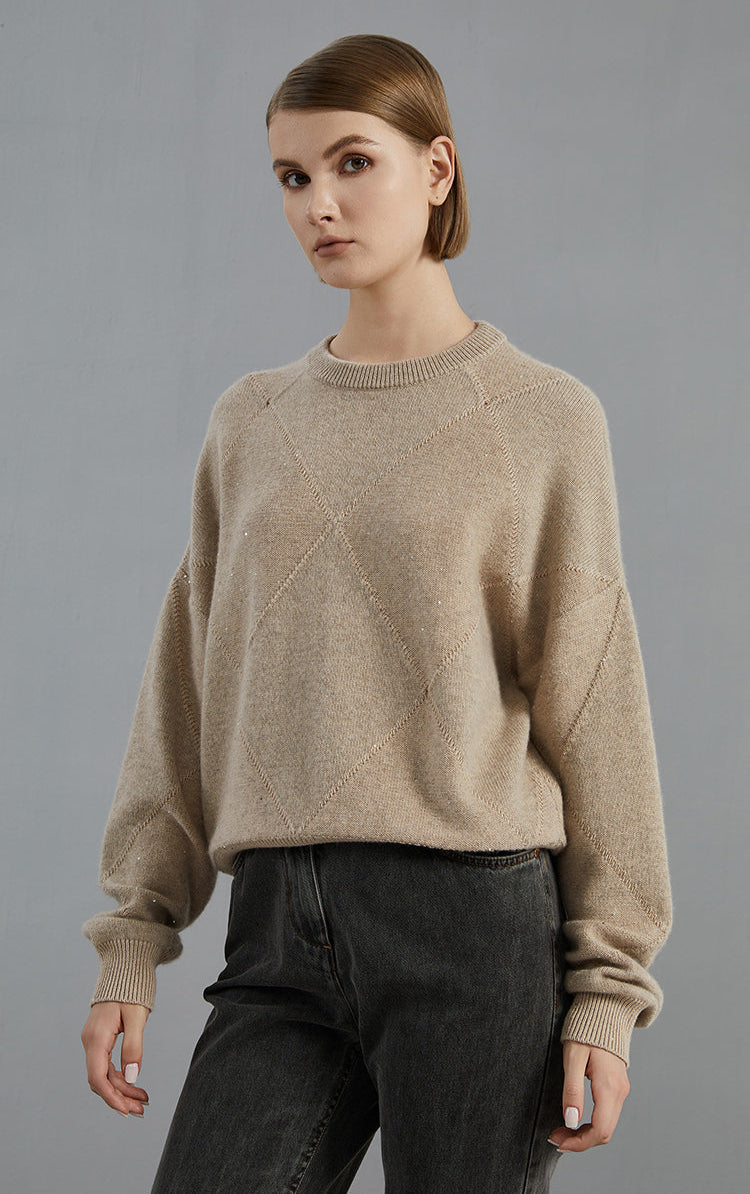 Saf Kaşmir Bisiklet Yaka Kazak