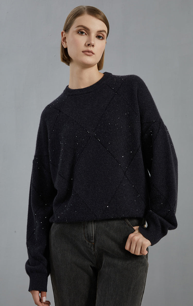 Saf Kaşmir Bisiklet Yaka Kazak