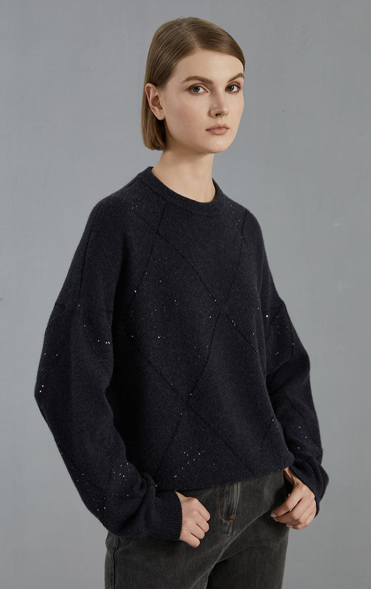 Saf Kaşmir Bisiklet Yaka Kazak