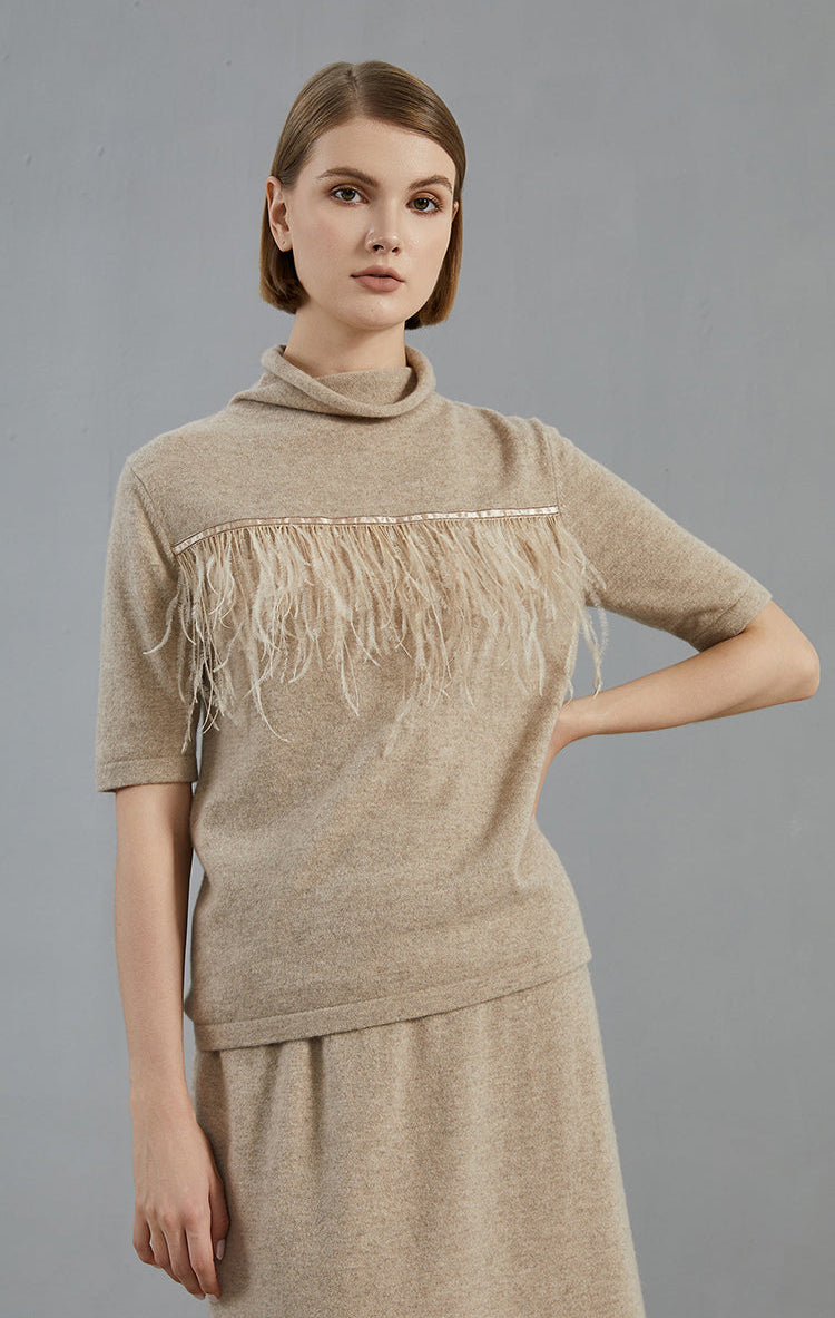 Saf Kaşmir Boğazlı Süveter