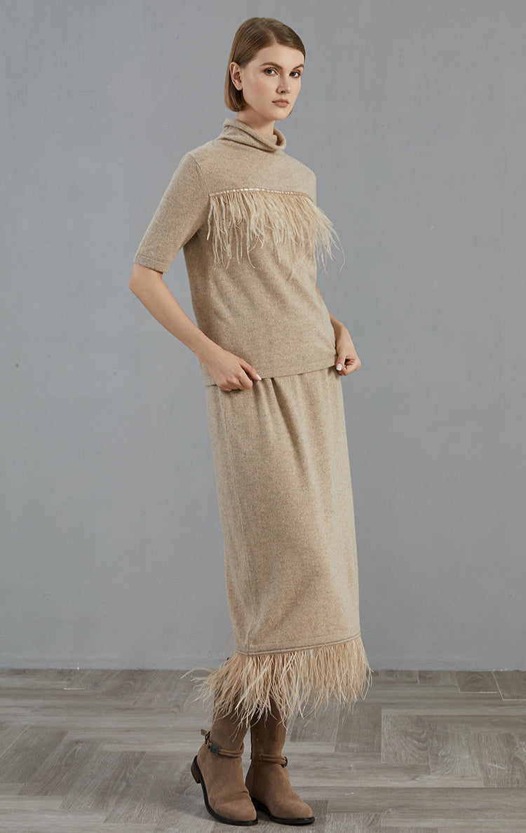 Saf Kaşmir Boğazlı Süveter